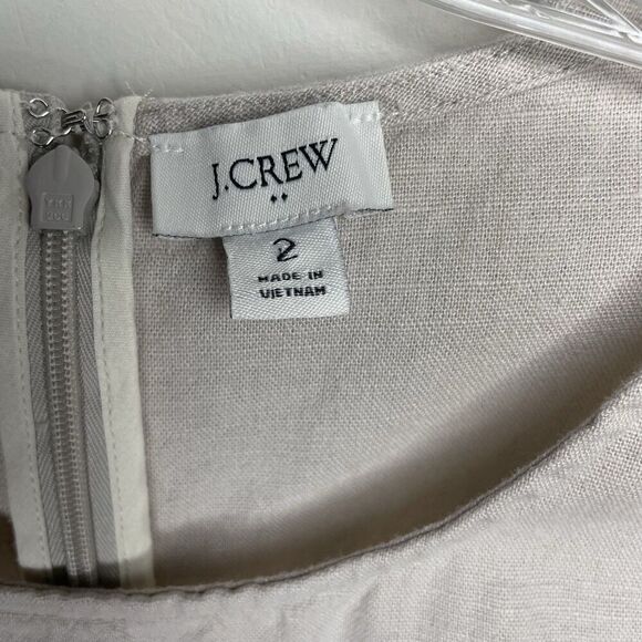 J.CREW Mini Dress Women 2 Beige Linen Blend Sleeveless Shift Pockets CA406 - Picture 11 of 14